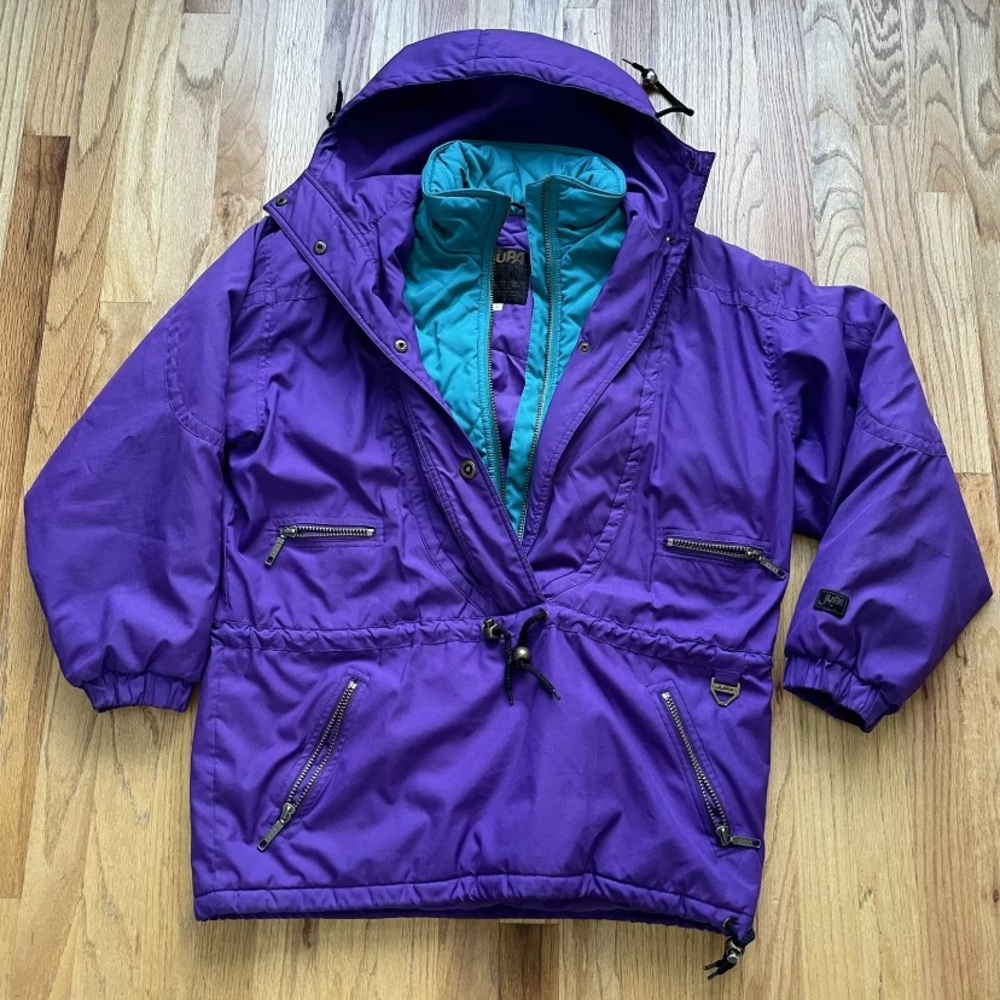 Women's Vintage 80's JUPA Purple Teal Blue Winter Parka Ski Coat Jacket Sz 8 (L)